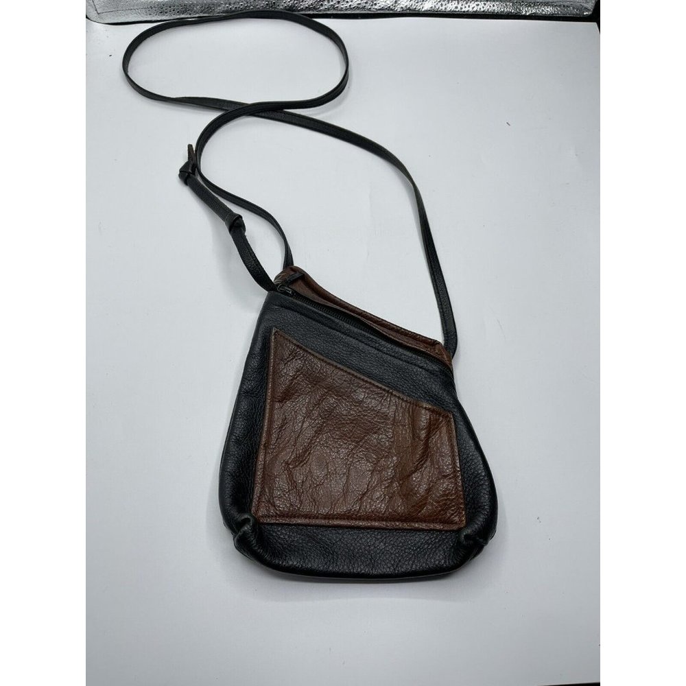 THOMAS LEATHERS Brown Black Purse Slide CROSSBODY  Purse Small